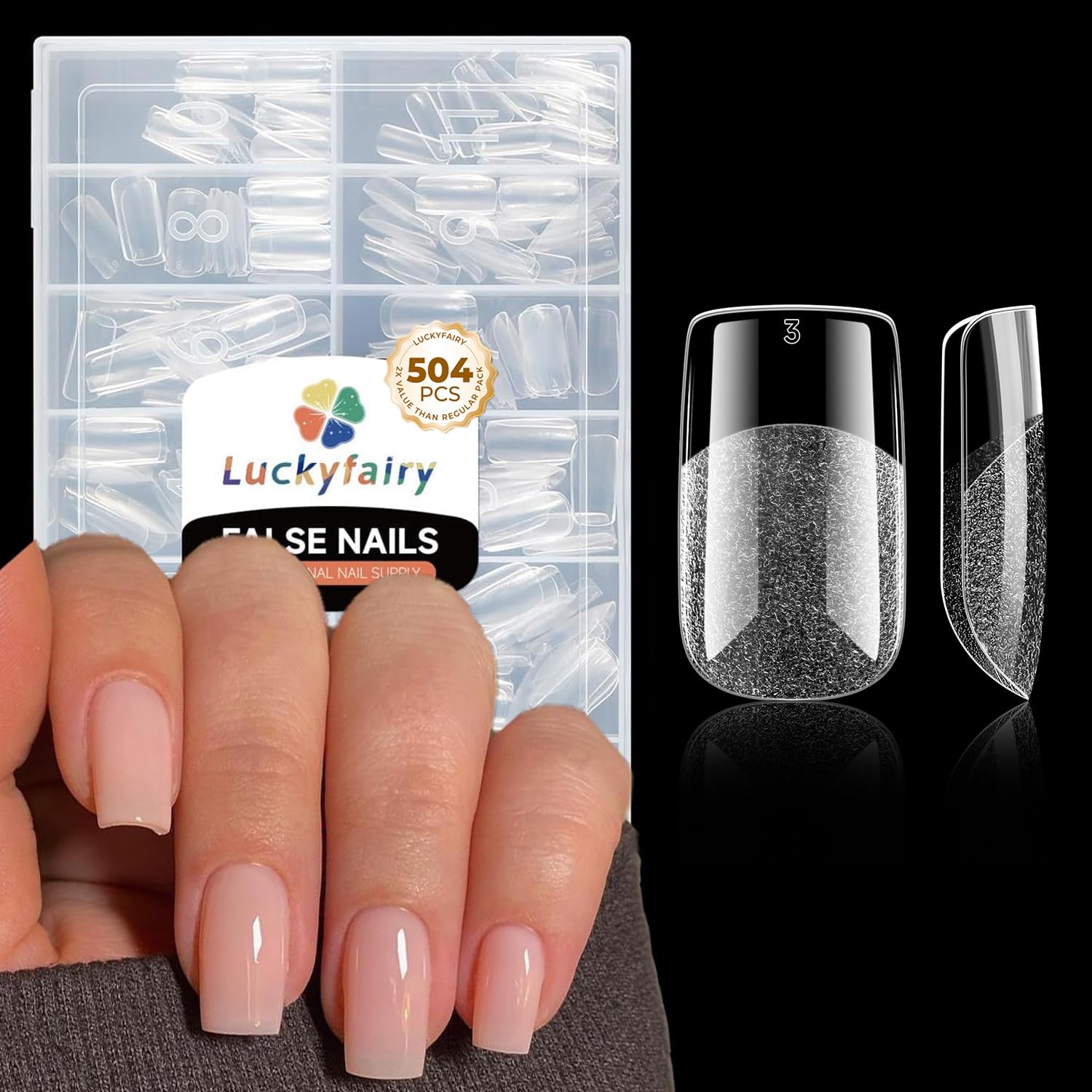 Luckyfairy front packaging showing full 504-piece kit and quick benefits
