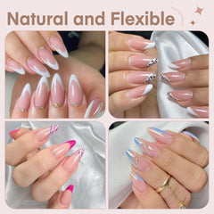 luckyfairy half-cover tip applied to nail demonstrating flush fit