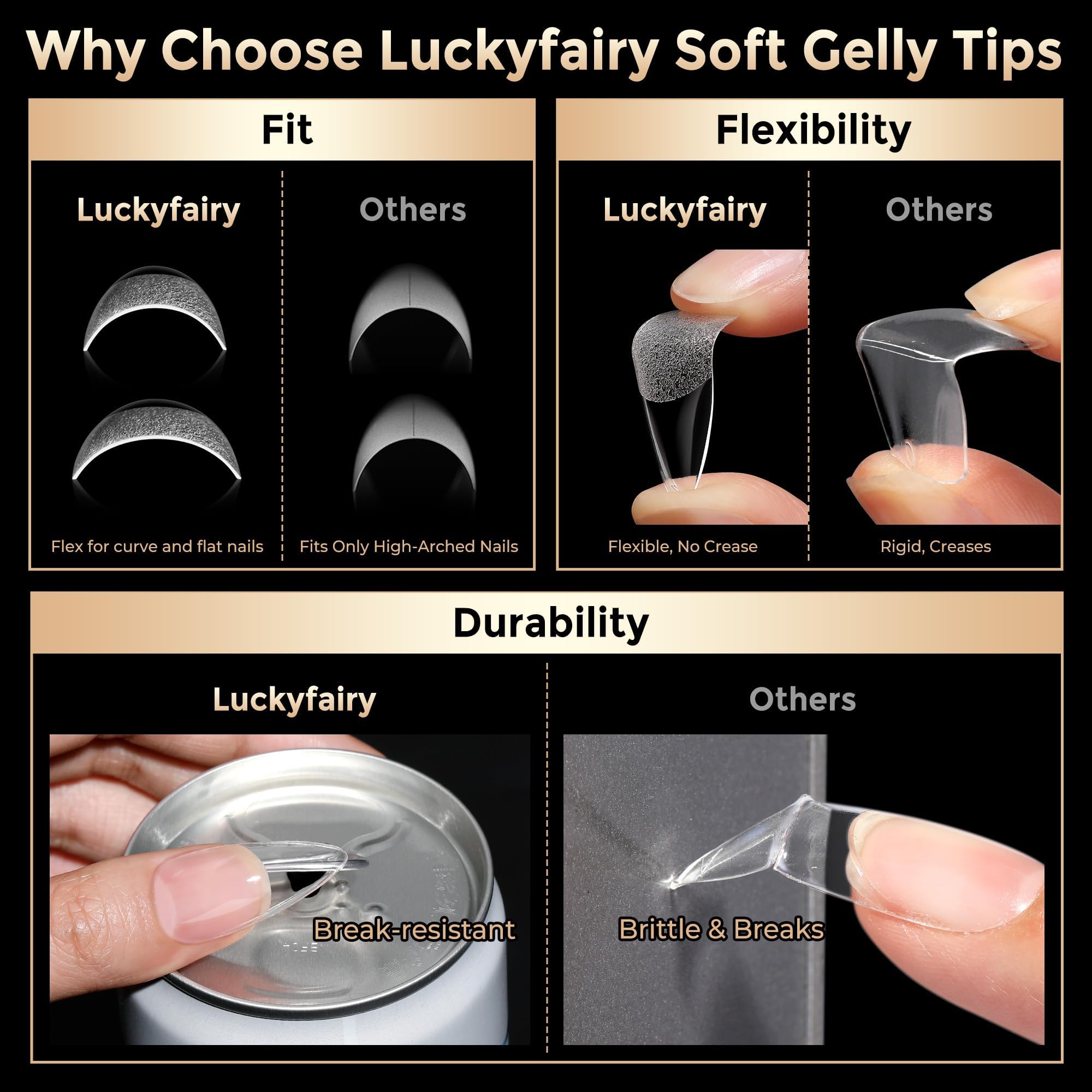 Luckyfairy scale comparison with hand to show medium stiletto length and fit