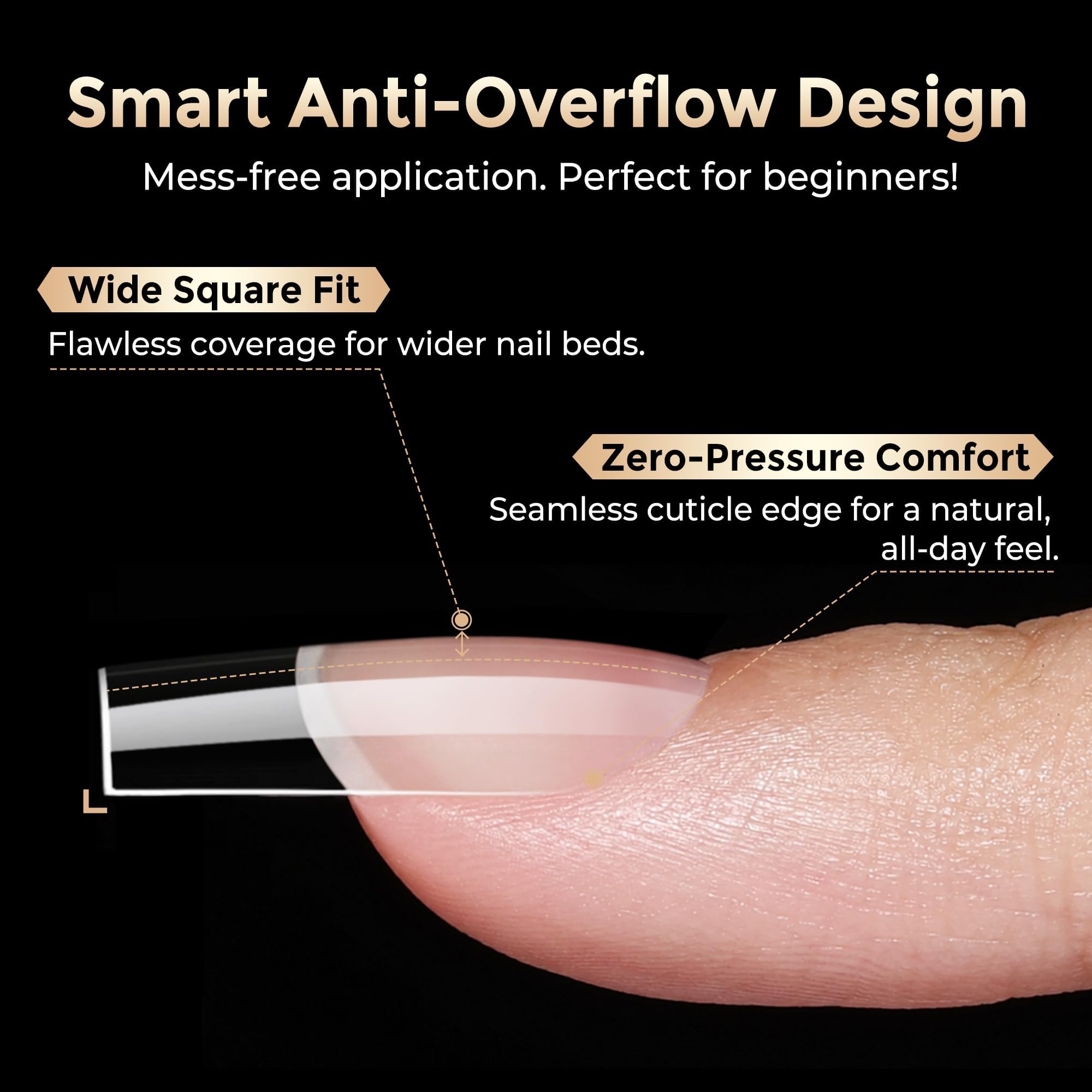 luckyfairy application on flat nail bed illustrating smooth, bubble-free fit