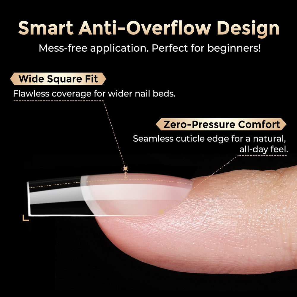luckyfairy application on flat nail bed illustrating smooth, bubble-free fit