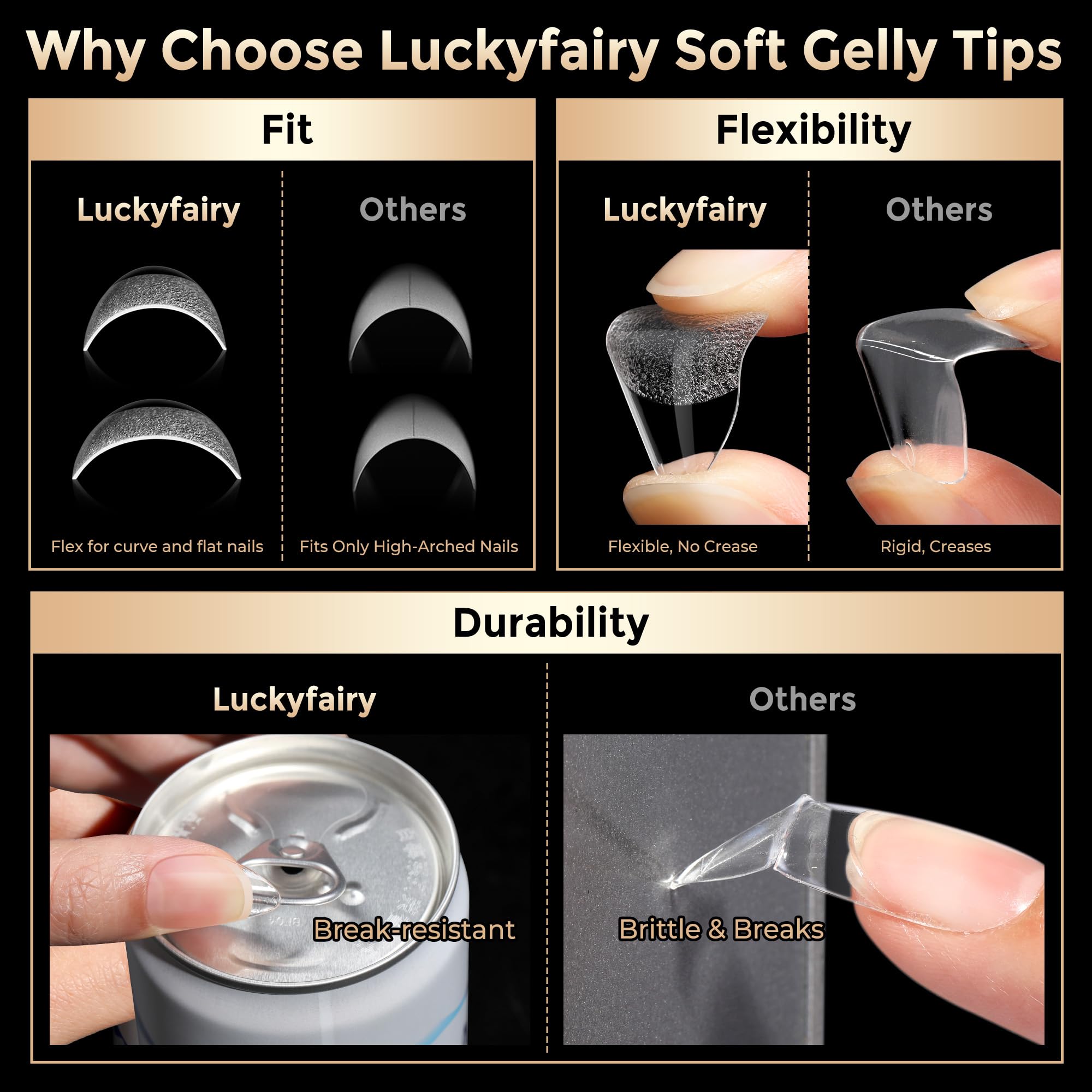 Luckyfairy in-use press-on application demonstrating quick DIY finish