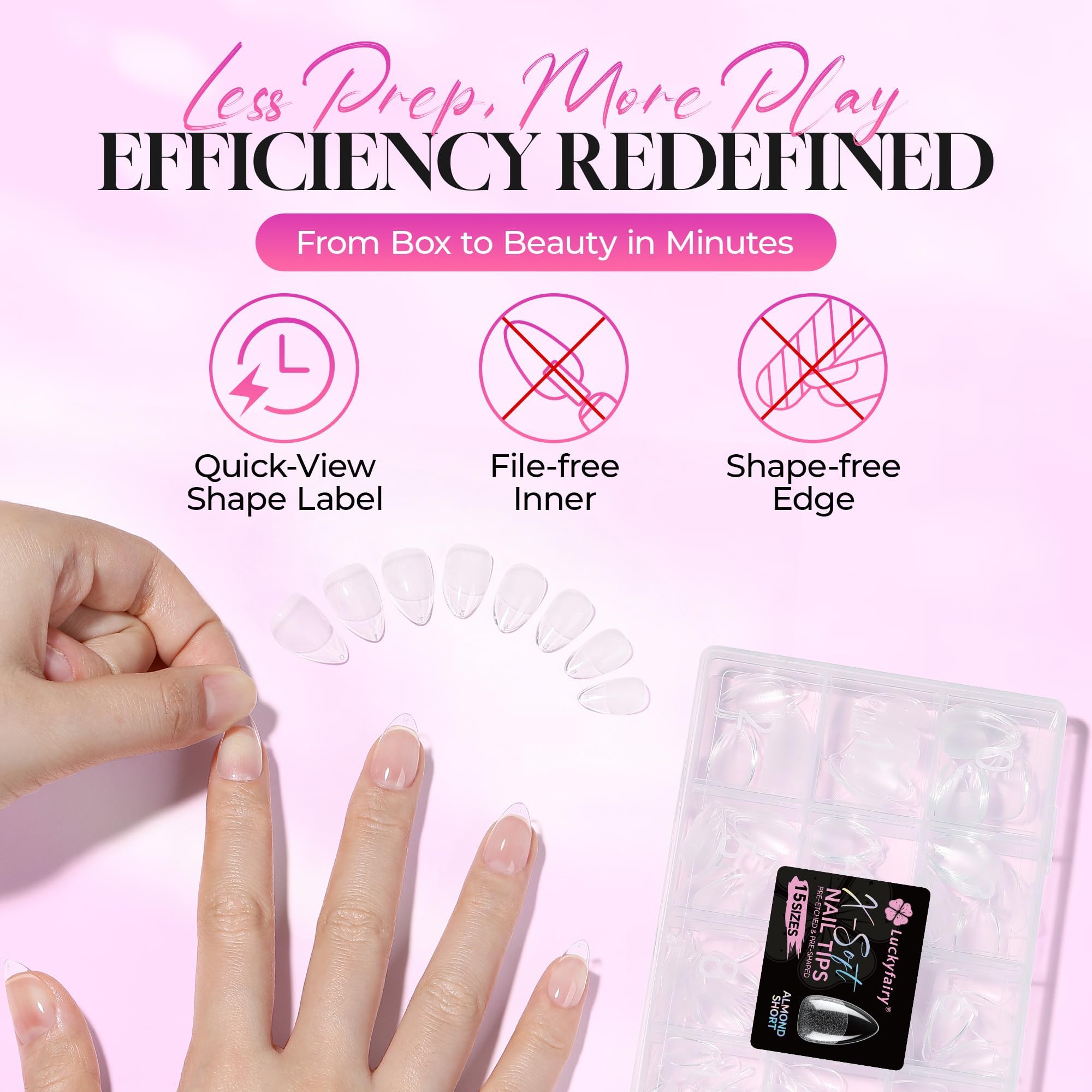Luckyfairy application on finger showing easy press-on use