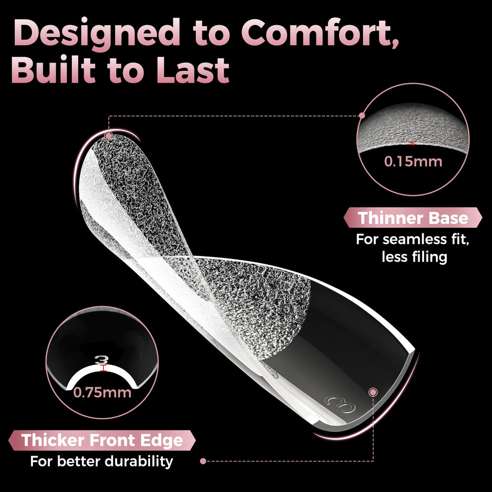 luckyfairy hands applying press-on tips for faster at-home manicure