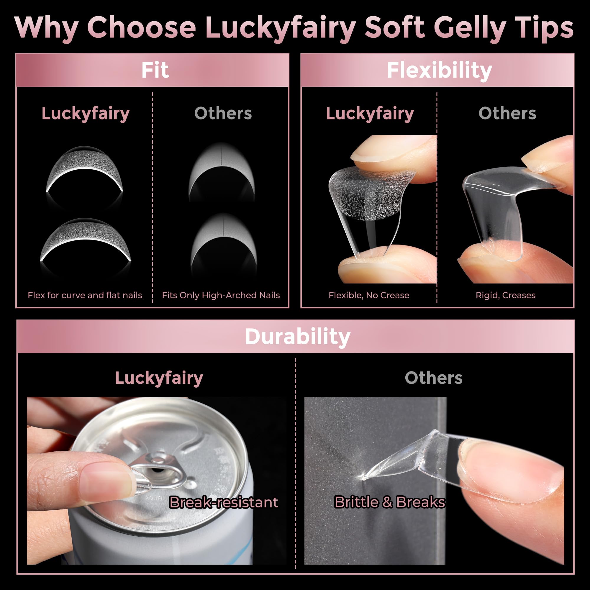 Luckyfairy press-on application in hand showing quick at-home manicure convenience