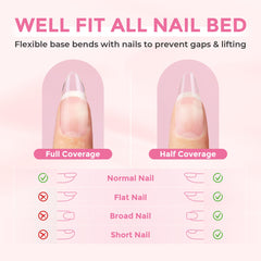 Luckyfairy hands applying press-on tip quickly with easy-grip handle benefit