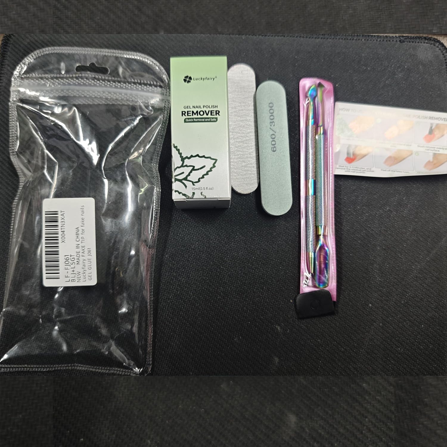 Luckyfairy instructions and contents flatlay illustrating step-by-step use