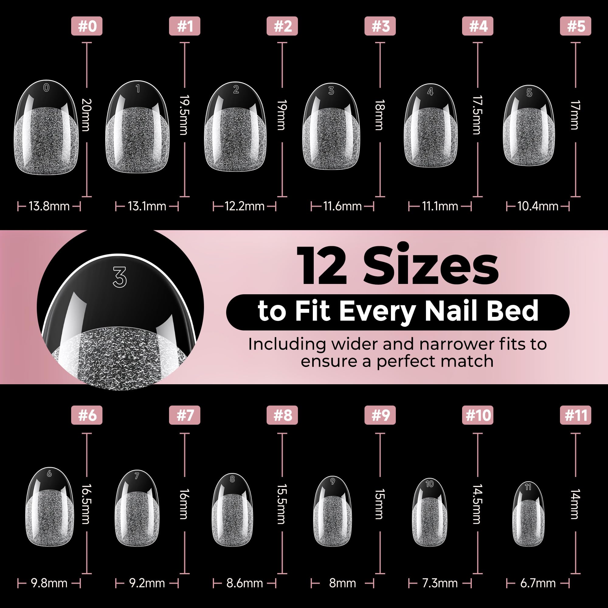 Luckyfairy pre-shaped tips displaying a ready-to-paint canvas