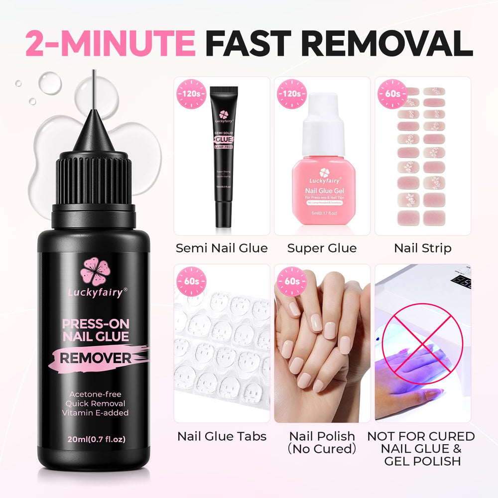 Luckyfairy nail edge lift demonstration showing safe glue removal