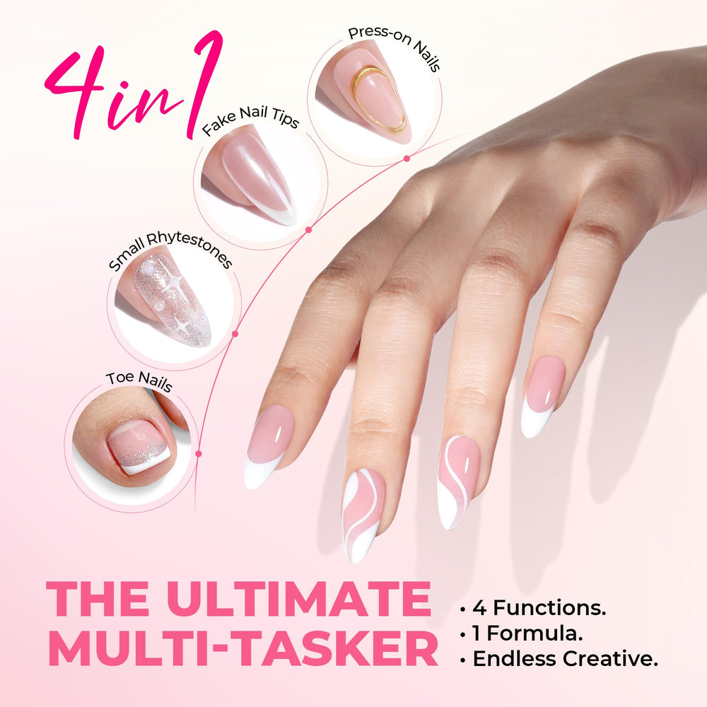 Luckyfairy press-on nails being applied quickly without lamp
