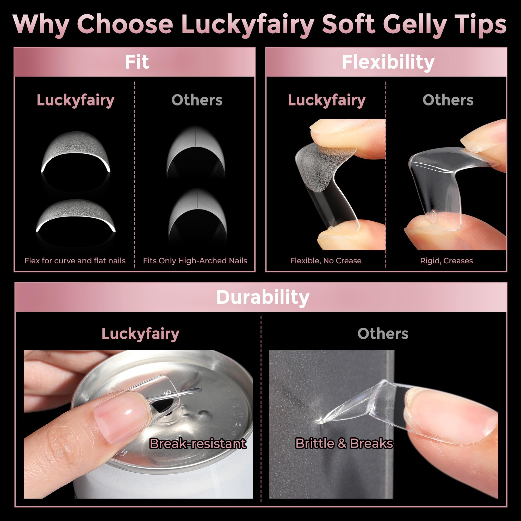 luckyfairy finished manicure painted on tips showing salon-quality look and polish compatibility