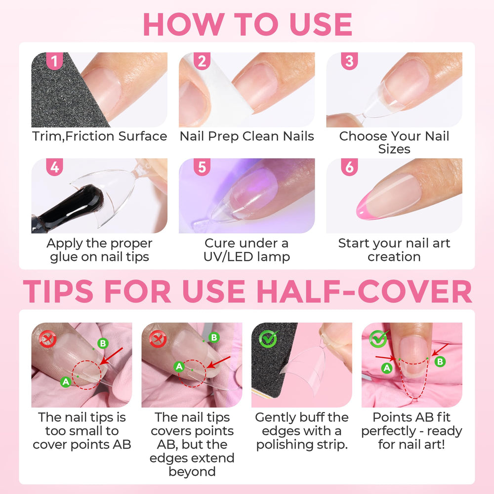 Luckyfairy polished salon-style almond nails ready for wear