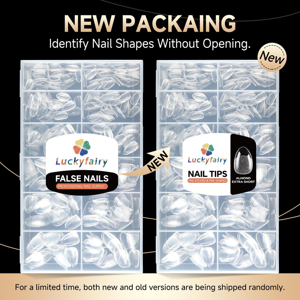 Luckyfairy nail tips next to a finger for accurate size comparison