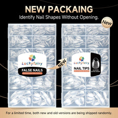Luckyfairy nail tips next to a finger for accurate size comparison