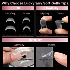 Luckyfairy hand comparison showing scale and natural fit for short nails