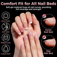 Luckyfairy short squoval tips worn on hands demonstrating natural look