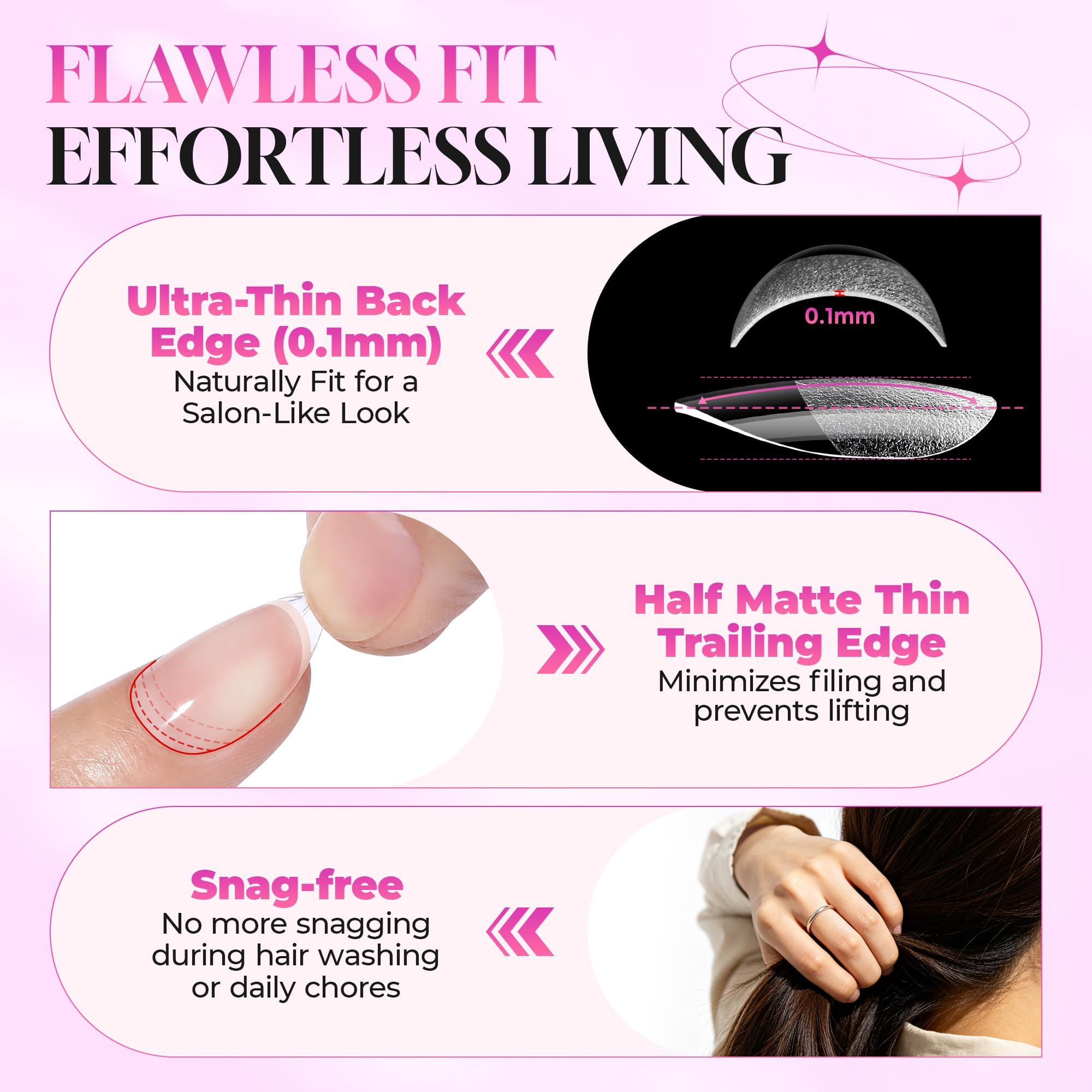 Luckyfairy size chart with 15 sizes and 270 clear tips