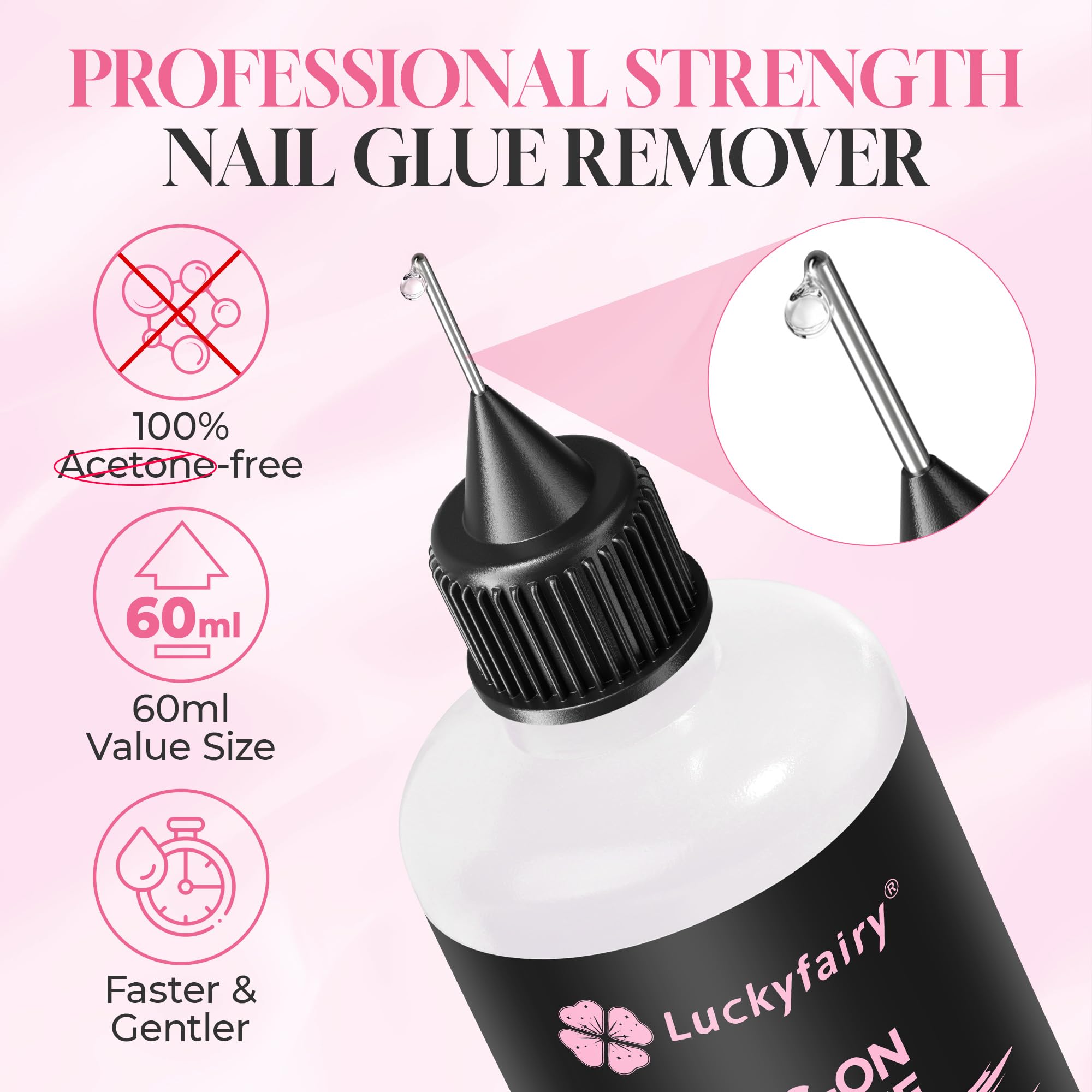 Luckyfairy drop on nail adhesive dissolving texture for quick removal benefit