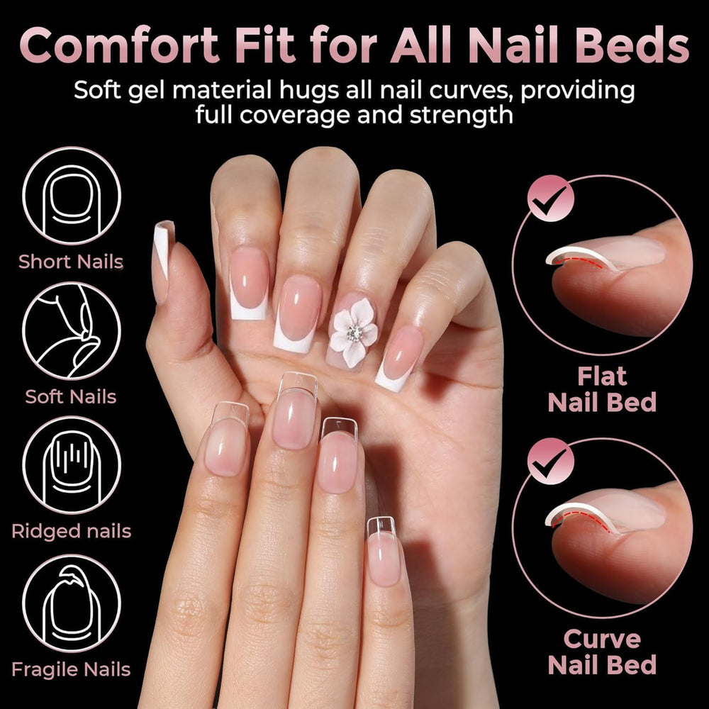 Luckyfairy detailed edge texture highlighting durable soft-gel tip strength