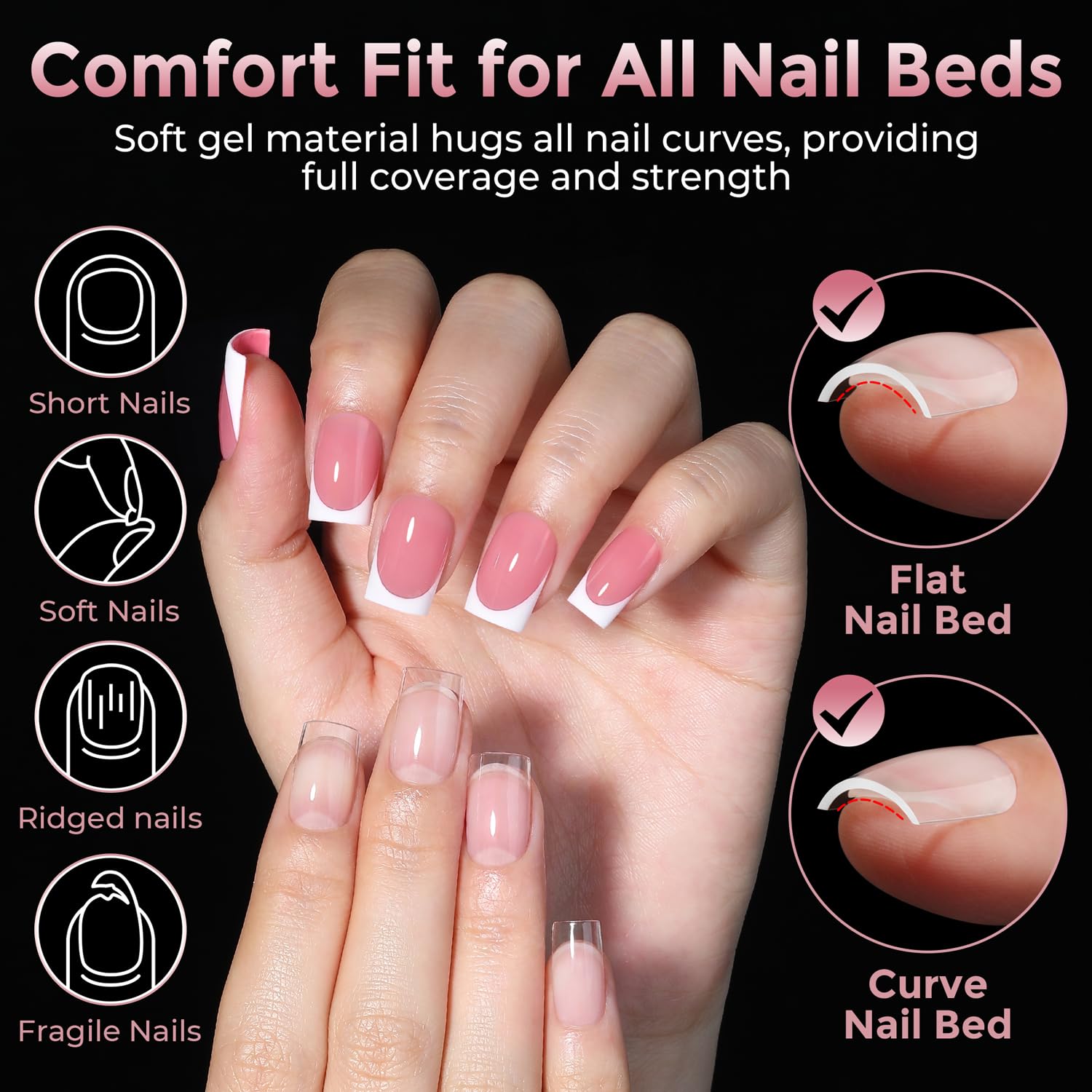 Luckyfairy thin back edge close view for seamless cuticle fit