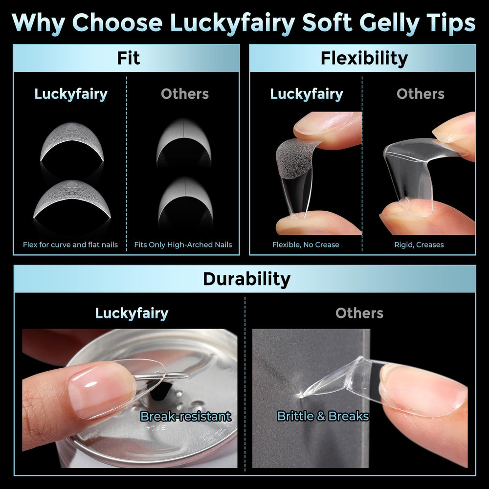 Luckyfairy trimming demo of gelly tip for custom length and clean finish benefit