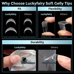 Luckyfairy trimming demo of gelly tip for custom length and clean finish benefit