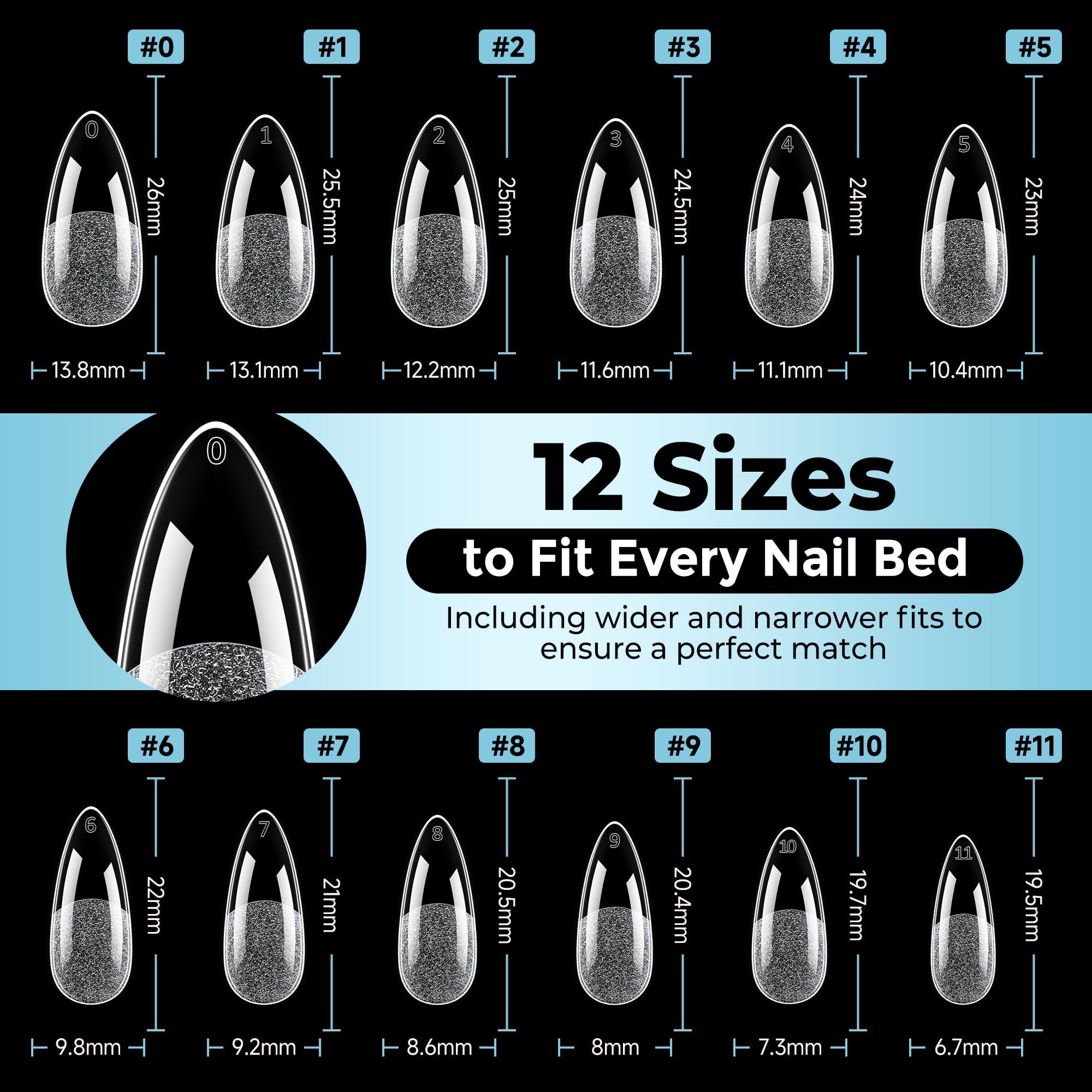 Luckyfairy array of 12 sizes displayed to show fitting options and spare pieces benefit