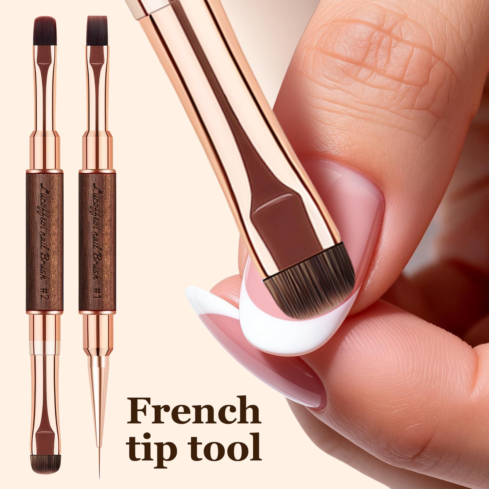 Lucoffeoi brushes next to ruler showing scale for precise handling