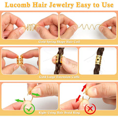 Lucomb hair charms applied on a braid demonstrating easy, tool-free use