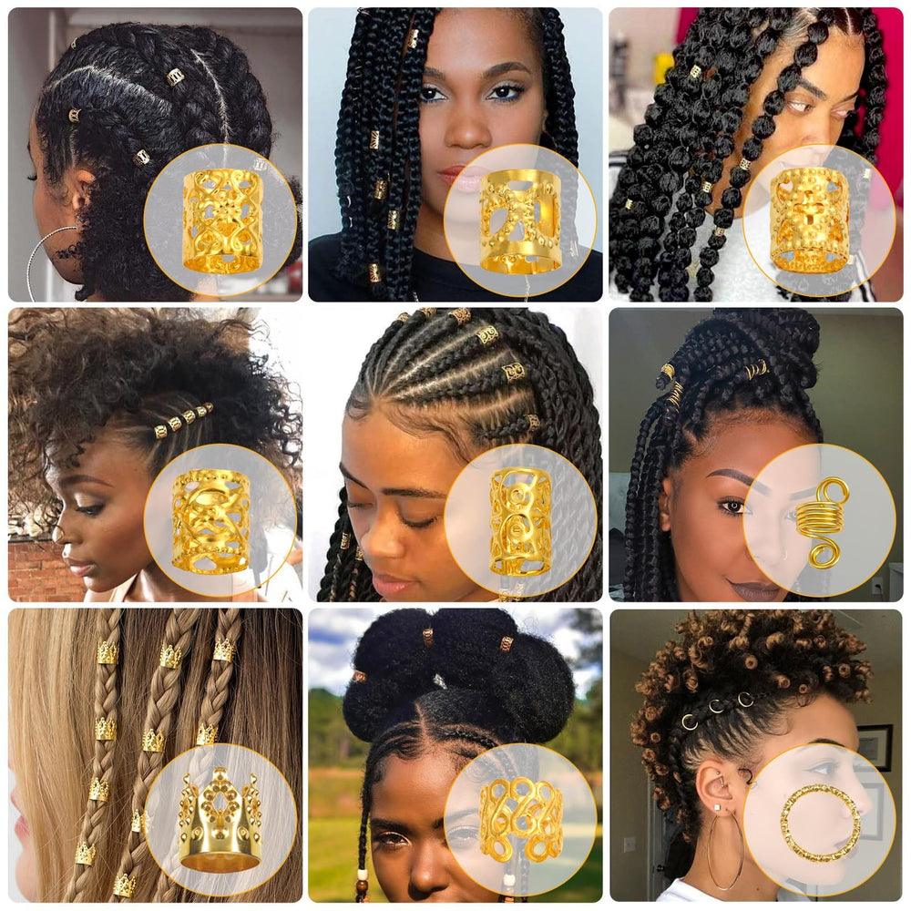 Lucomb cuffs clipped onto braids demonstrating quick application and added style