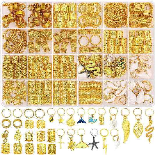 Lucomb front packaging showing full 314-piece gold set and organized compartments for easy selection