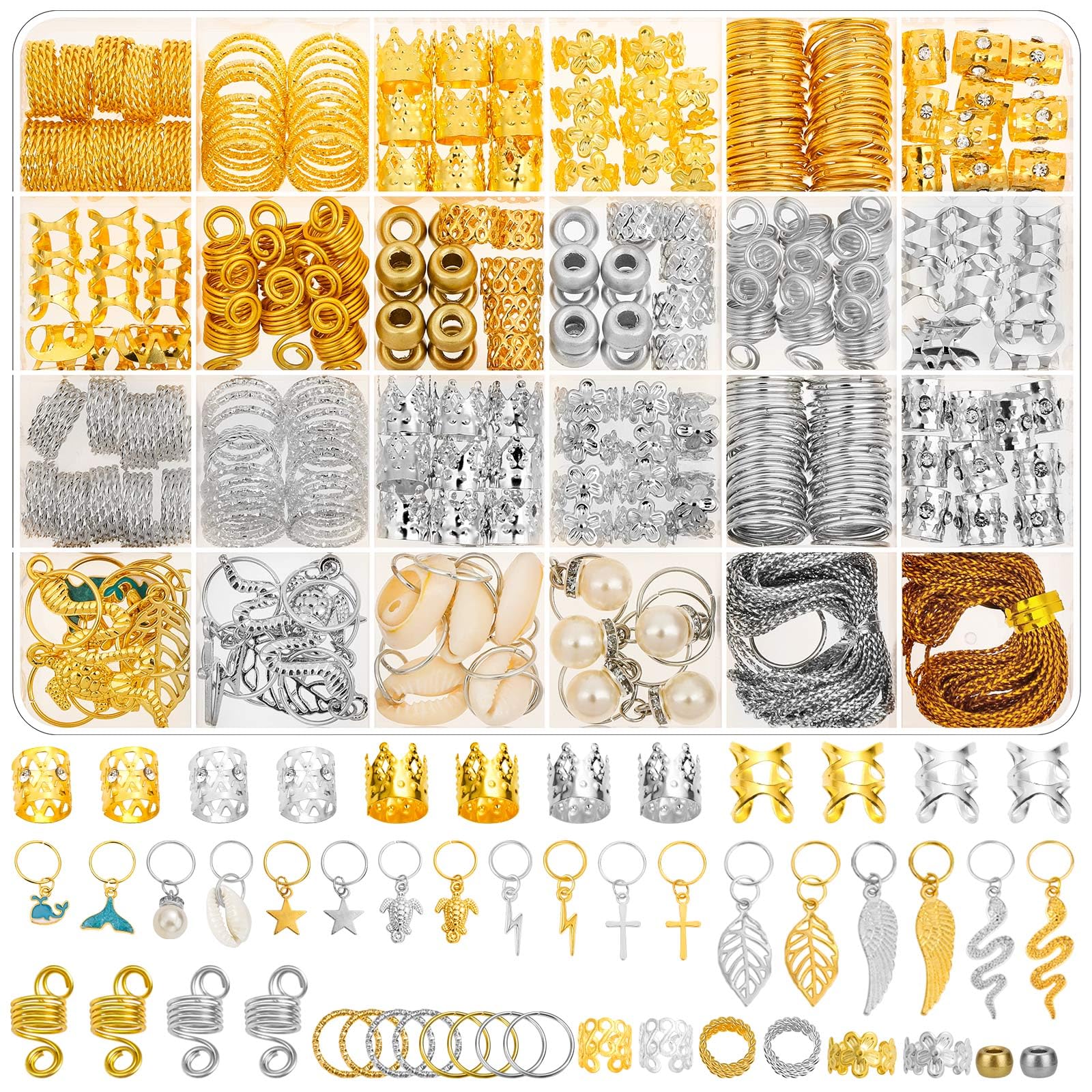 Lucomb front packaging showing full 324-piece gold and silver kit benefit organization