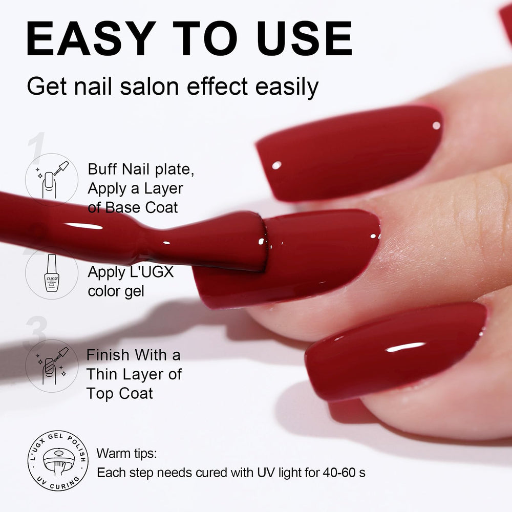 L'UGX applied on nails in a salon setting showing salon-quality shine benefit