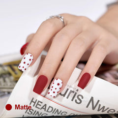 L'UGX nails after topcoat cured showing durable glossy finish benefit