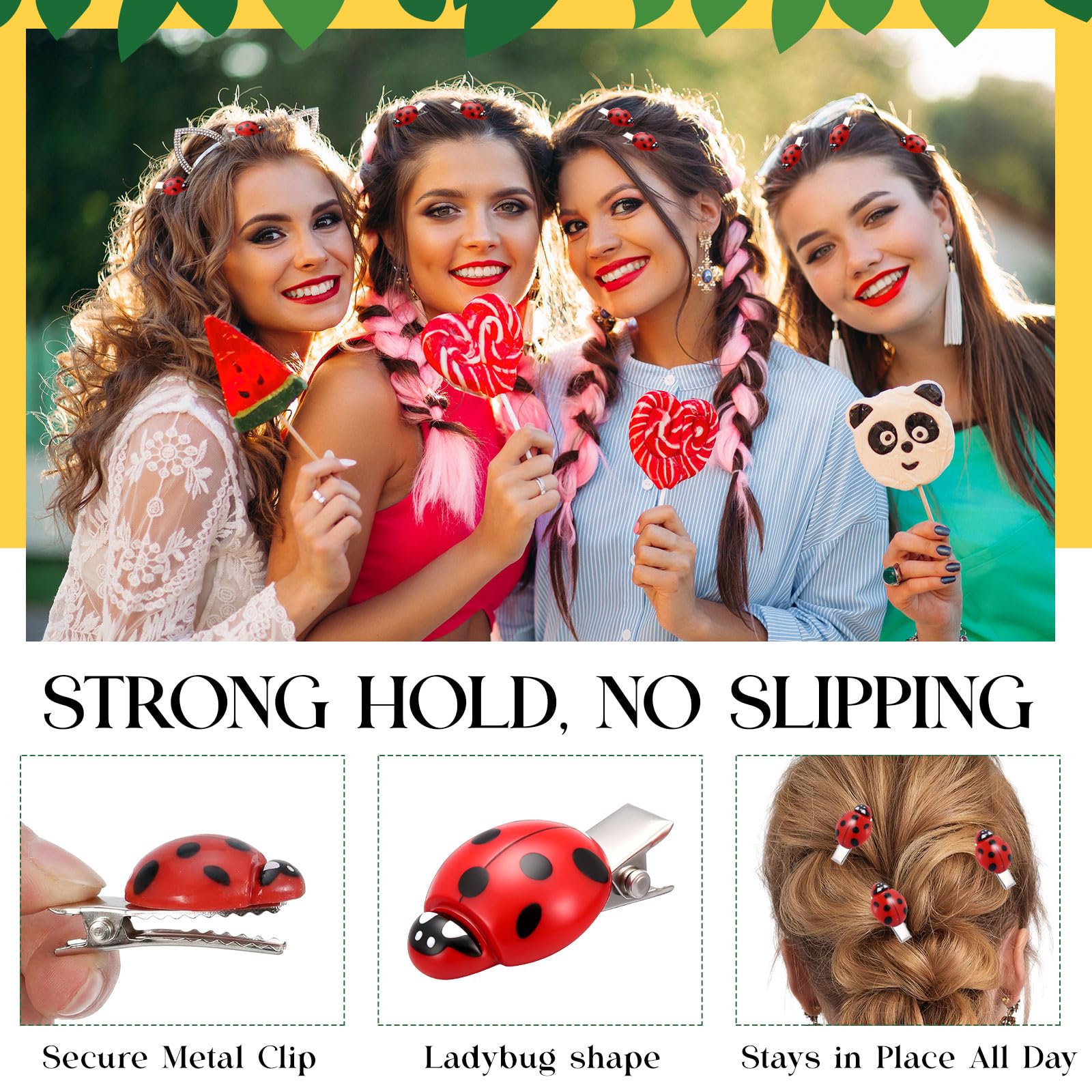 luinabio clips placed in a braid adding colorful festival flair