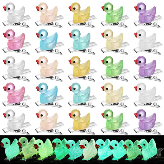 Luinabio front view of 30-pack colorful duck clips showing variety and convenience