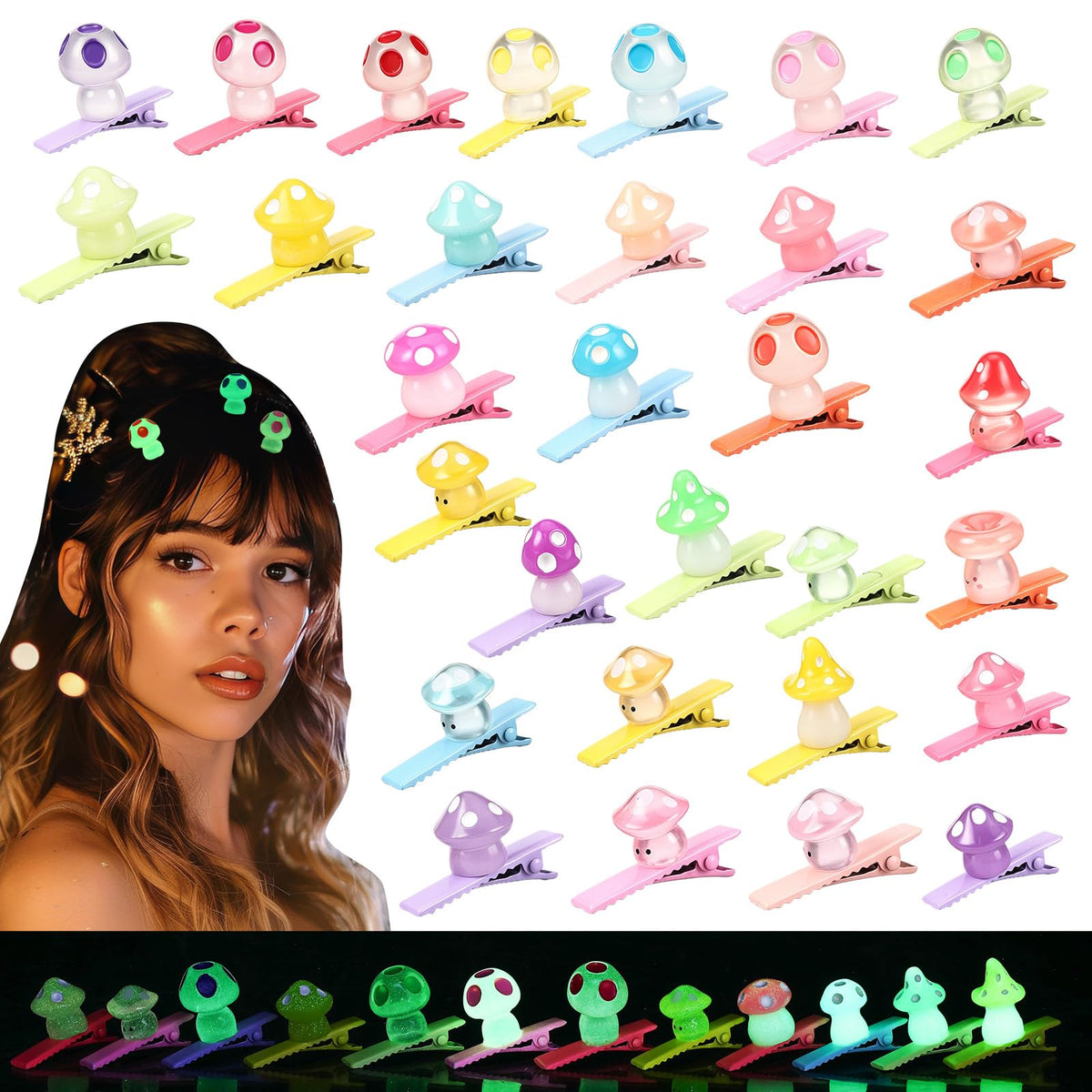 luinabio front packaging showing 30 colorful mushroom clips and playful appeal