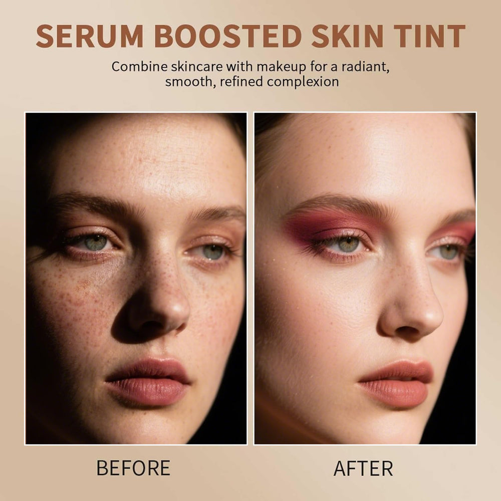 Lulesi face in use application stroke showing quick coverage and natural dewy glow