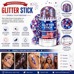 Lulesi glitter stick used in hair and on body for festive styling benefit