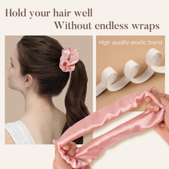 LULUSILK scrunchie securing a pineapple bun for sleep, protecting hair overnight benefit