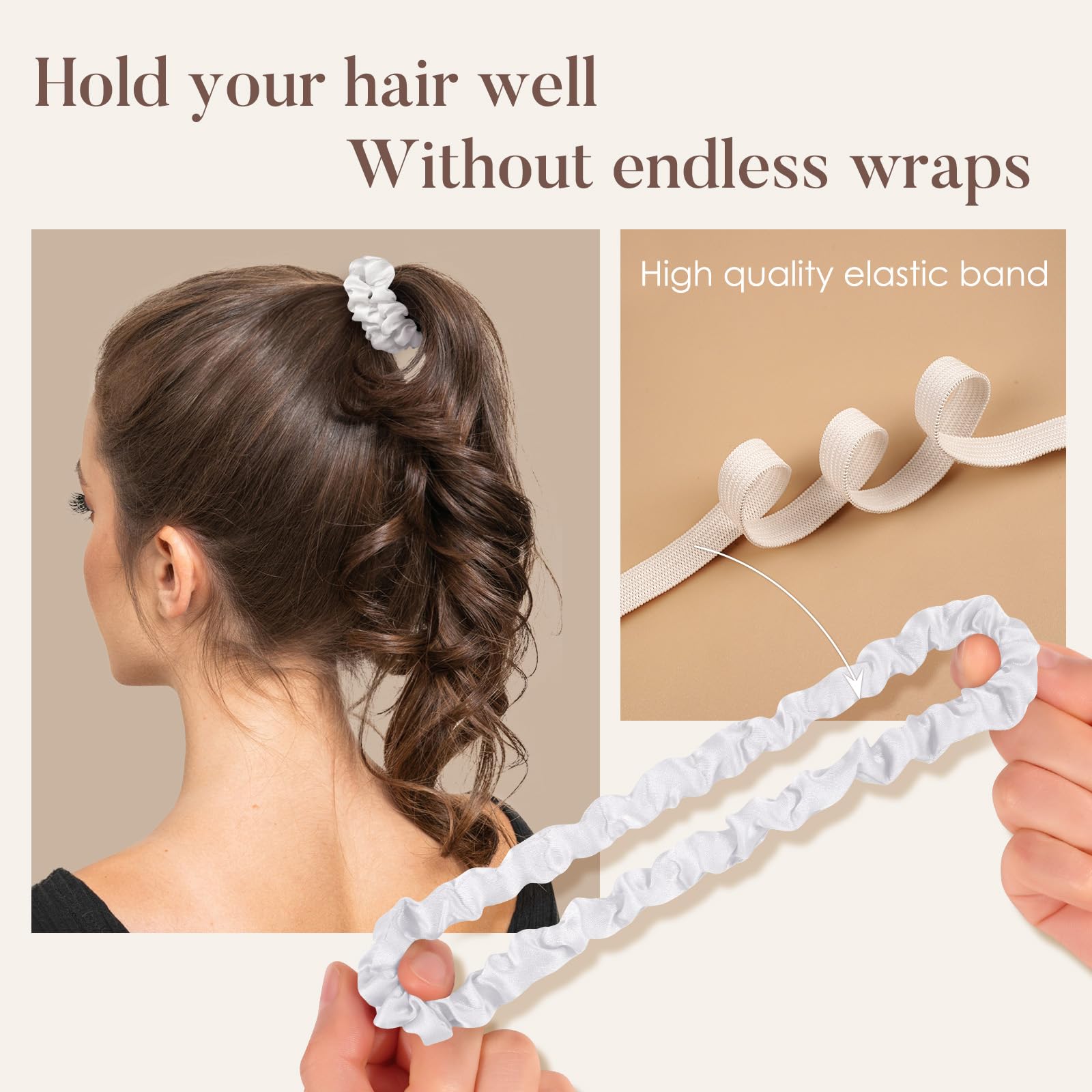 LULUSILK worn on thin hair in a ponytail demonstrating secure, subtle hold