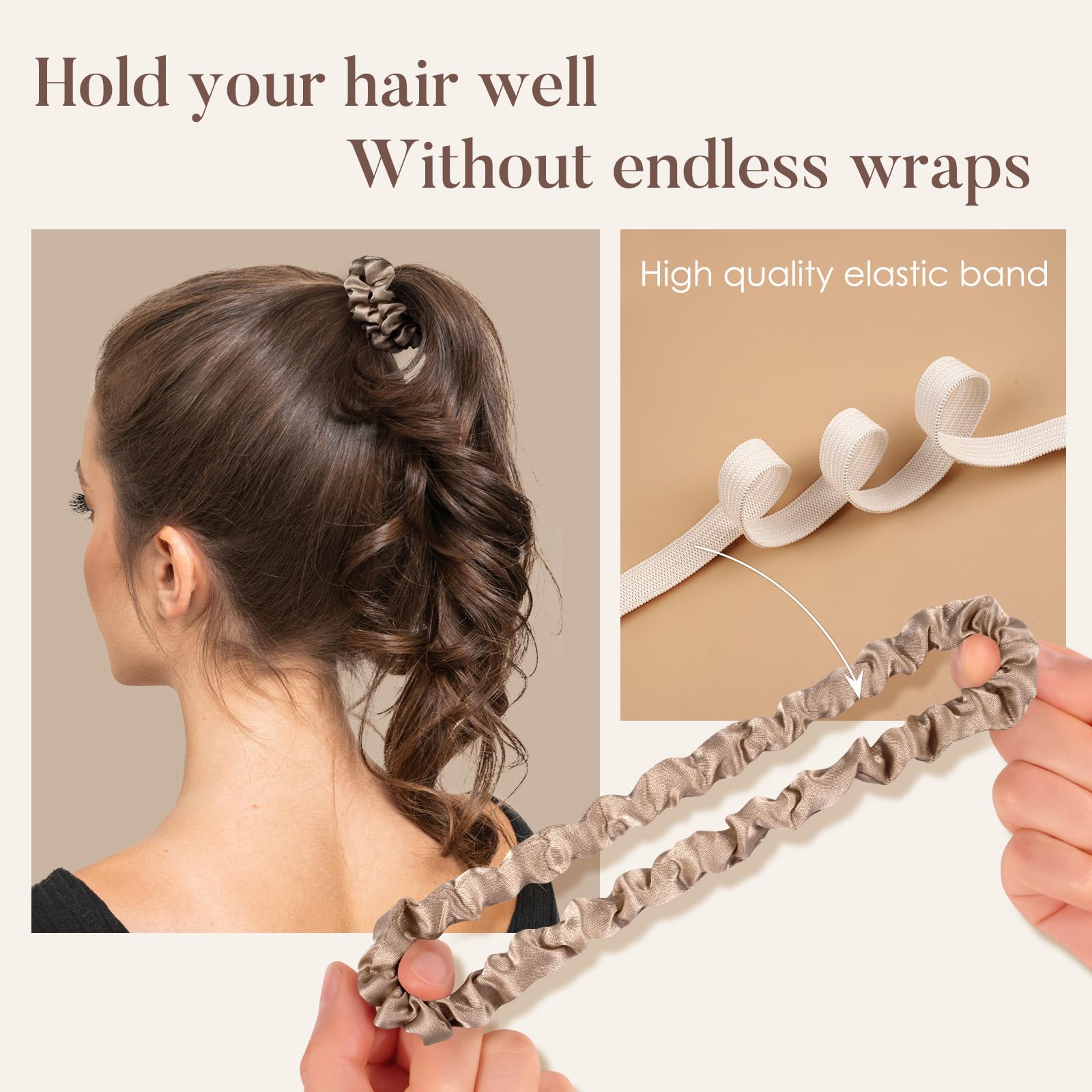 LULUSILK ponytail in fine hair showing secure gentle hold without creases
