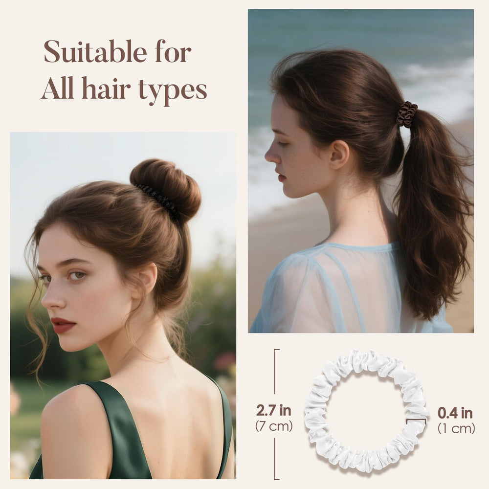 LULUSILK scrunchie beside a coin to show compact size for travel