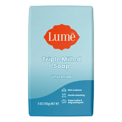 Lume bar front packaging showing unscented label and clean design for gentle care