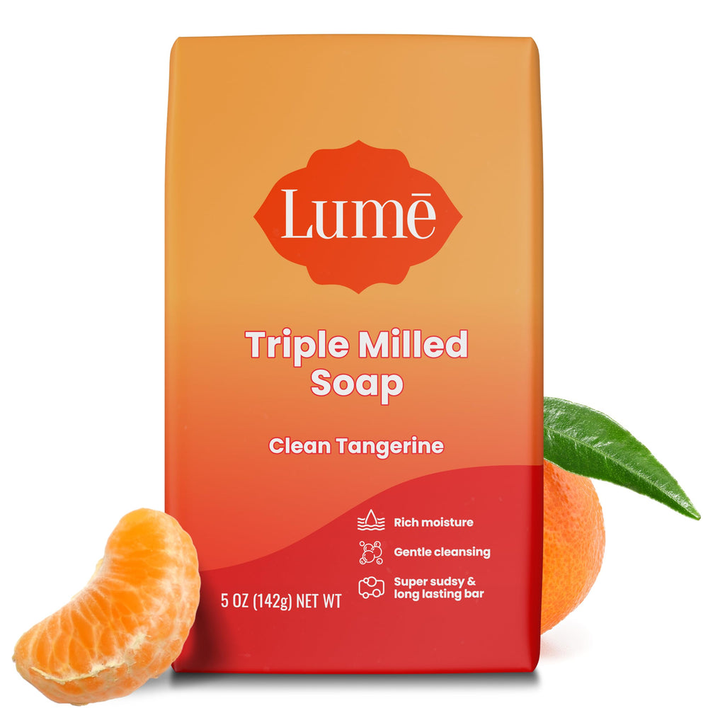 Lume Clean Tangerine front packaging showing bar and brand benefits