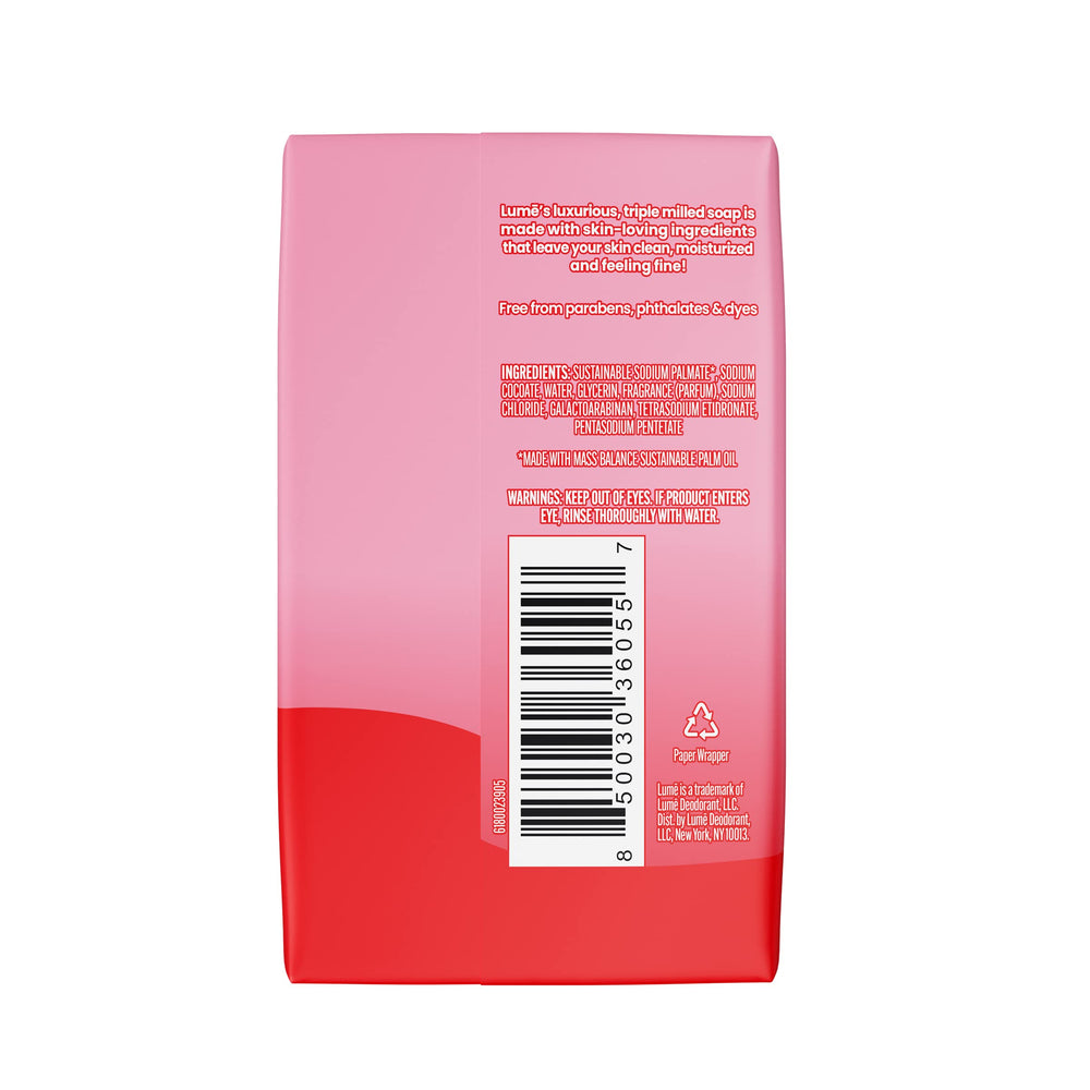 Lume Peony Rose rich lather on hand demonstrating creamy moisturizing foam