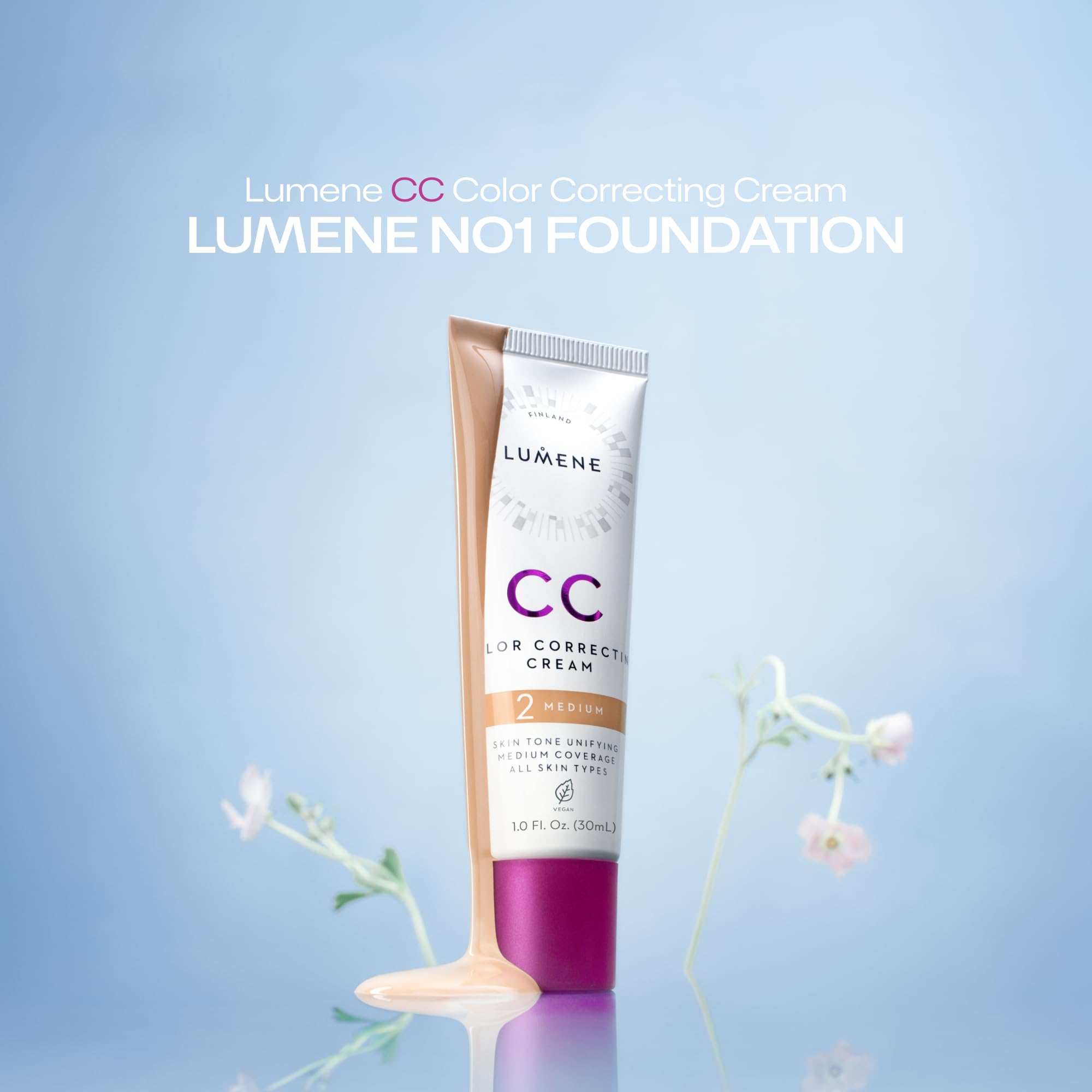 Lumene CC Cream packaging label showing SPF 20 and hydrating ingredients benefit
