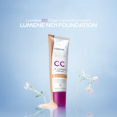 Lumene CC Cream packaging label showing SPF 20 and hydrating ingredients benefit