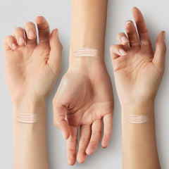 Lumene CC Cream swatches on arm showing medium coverage and color-correcting effect