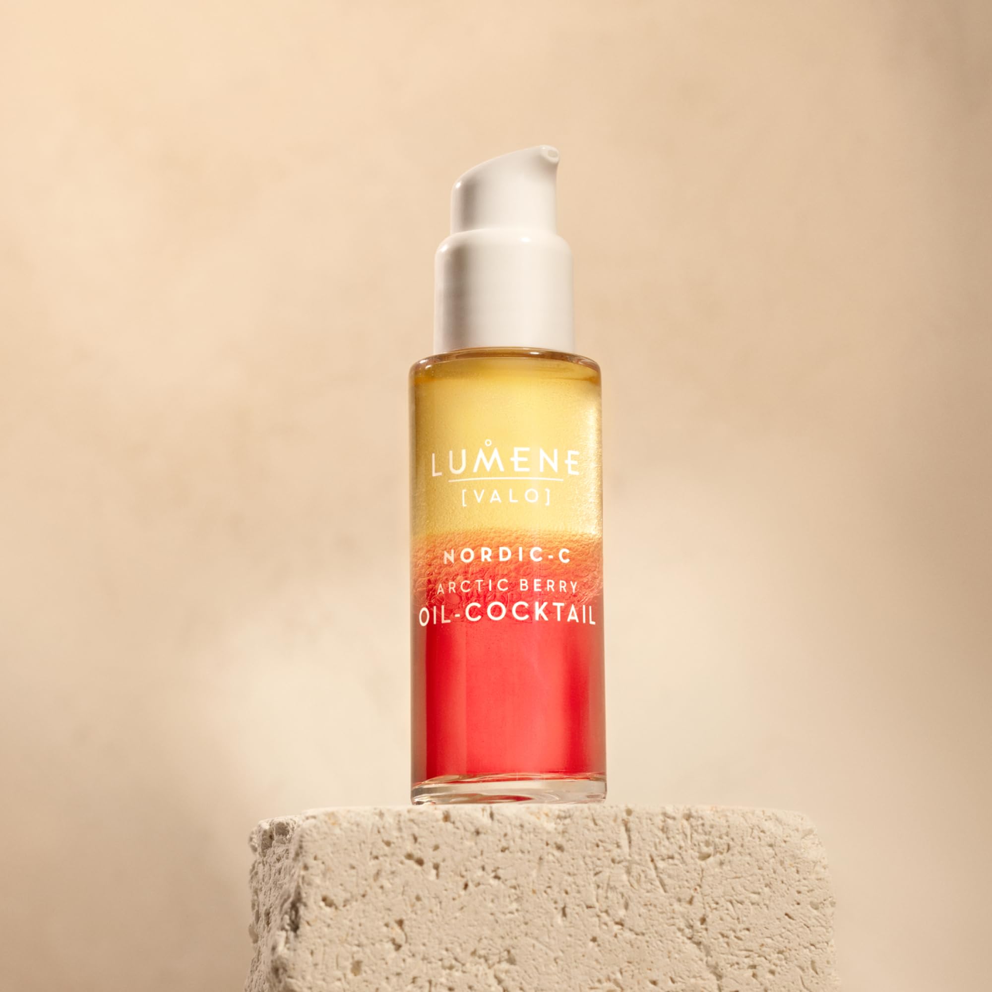 Close-up of Lumene oil texture highlighting smooth, hydrating finish